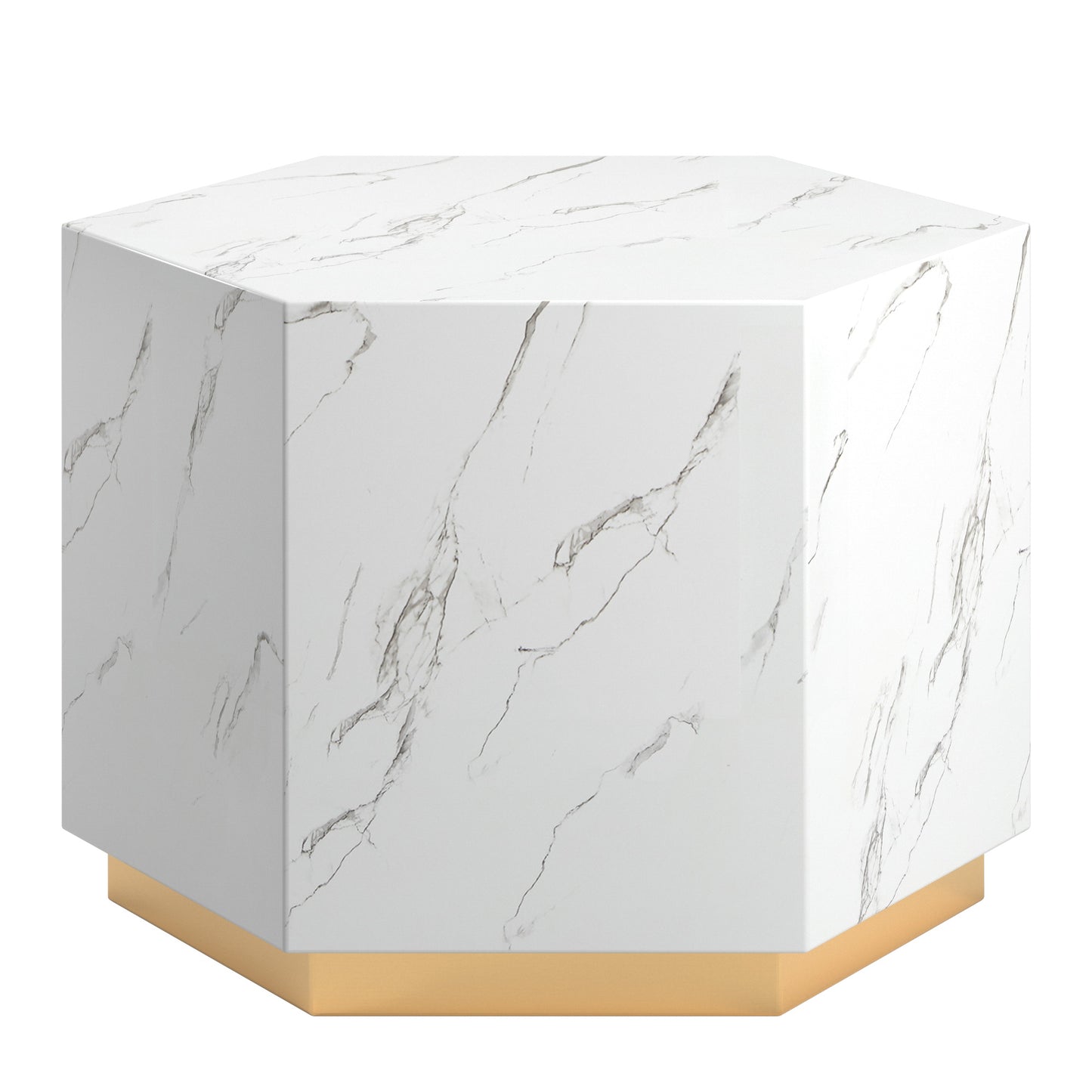 Faux Marble Coffee Table - White, Hexagon (Set of 2)