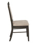 Wood Finish Beige Fabric Dining Chair (Set of 2) - Black Oak