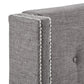 Nailhead Wingback Tufted Upholstered Platform Bed - Gray Linen, Full