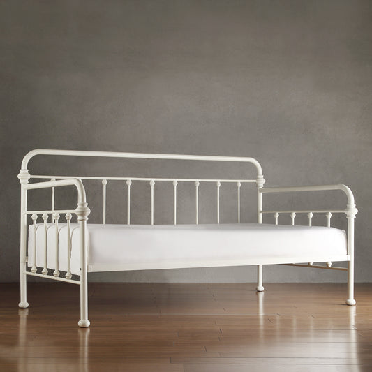 Antique Iron Metal Twin Daybed - White