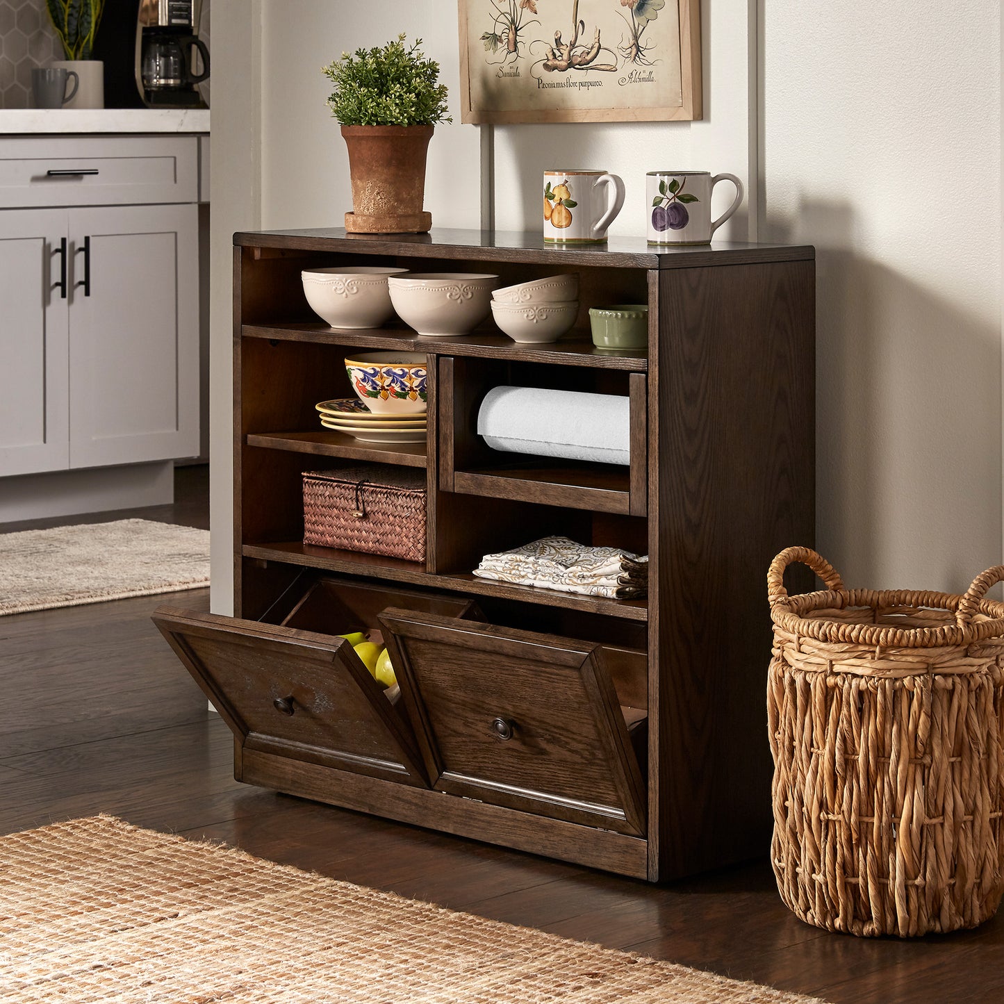 Rectangular Counter Height Dining Table - With Two Storage Cabinets