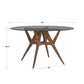 Round Walnut Dining Table - Smoked Glass Top