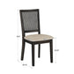 Antique Black Beige Linen Rattan Back Dining Chairs (Set of 2)