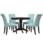 Faux Leather 5-Piece Dining Set - Blue Faux Leather, Round Dining Table