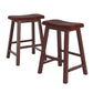 Saddle Seat 24" Counter Height Backless Stools (Set of 2) - Antique Berry Finish