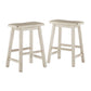 Saddle Seat 24" Counter Height Backless Stools (Set of 2) - Antique White Finish