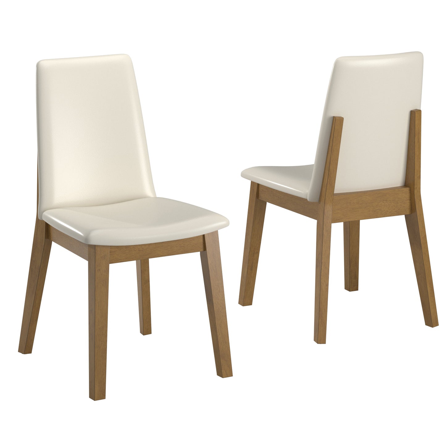 Wood Finish White Vegan Leather Dining Chair (Set of 2) - Oak Wash