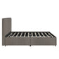 Gray Linan Upholstarad Storaga Platform Bad with Channal Haadboard - Gray Linen, Full (Full Size)