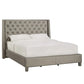 Faux Leather Crystal Tufted Bed - Gray Faux Leather, Full