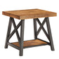 Rustic X-Base Accent Tables - Oak Finish, End Table and Coffee Table Set