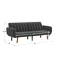 Upholstered Convertible Split-Back Futon Sofa Bed with USB Charging Ports - Dark Gray Linan