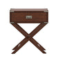 X-Base Wood Accent Campaign Table - Espresso