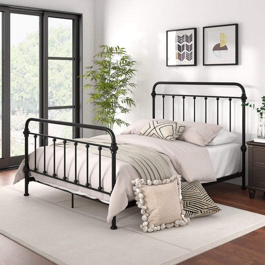 Graceful Lines Victorian Metal Bed - Black Finish, Queen Size (Queen Size)