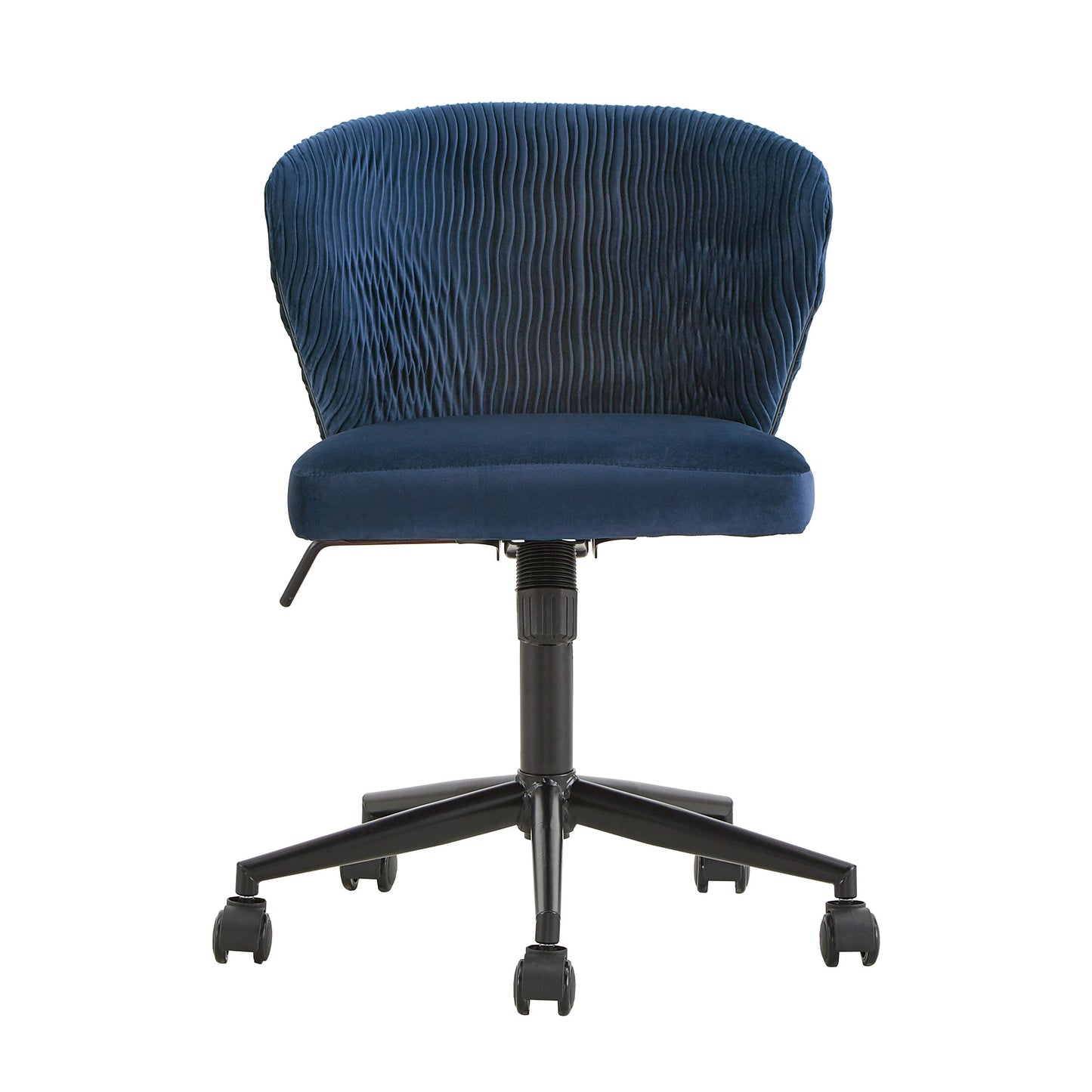 Curved Back Velvet Wave Pattern Office Chair - Navy Blue