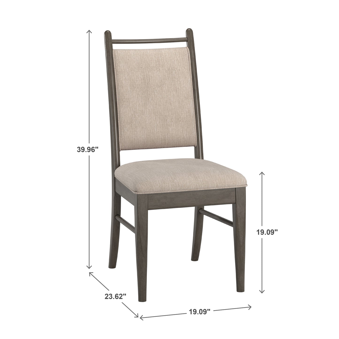 Wood Finish Beige Fabric Dining Chair (Set of 2) - Gray