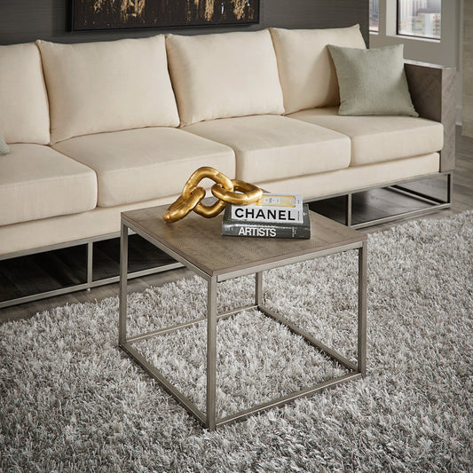 Modern Square End Table - Gray Driftwood Finish