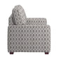 Modern Fabric Upholstered Square Arm Sofa - Living Room Chair, Brown and Blue Diamond Pattern Fabric