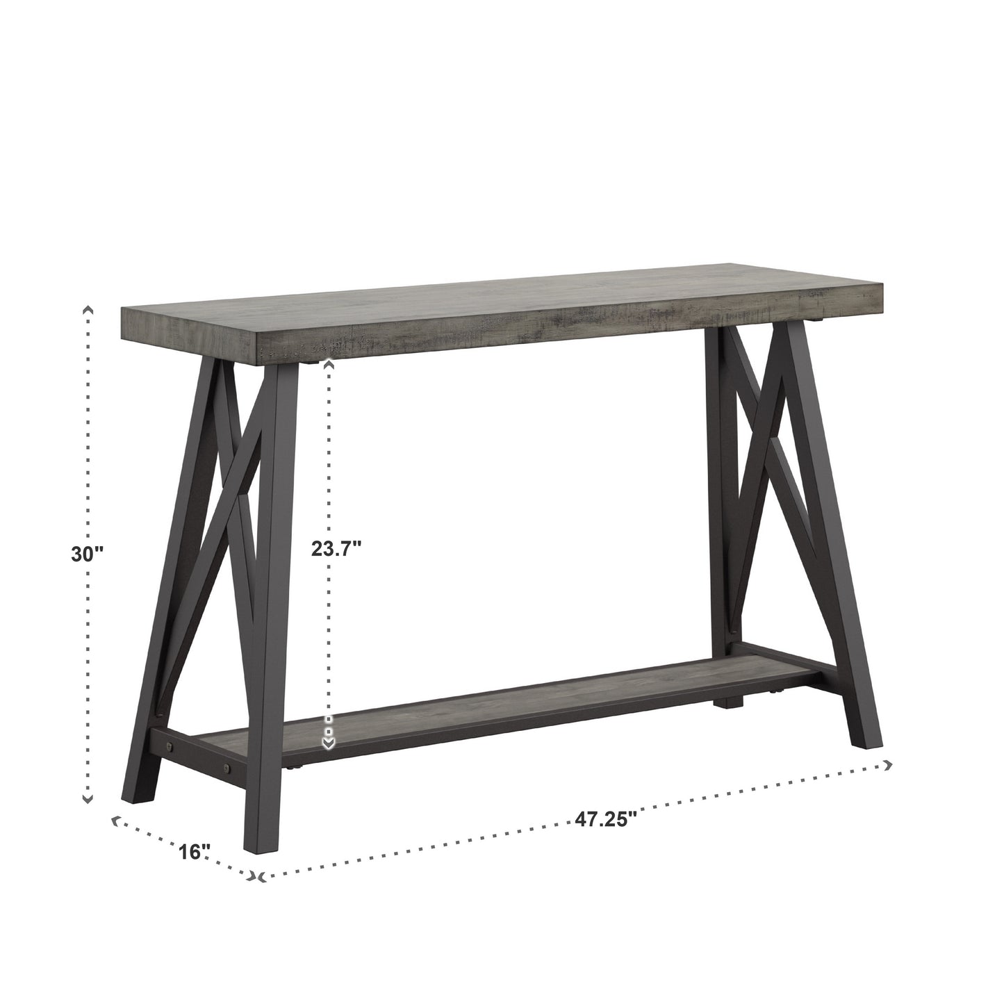 Sofa Table with Shelf - Gray