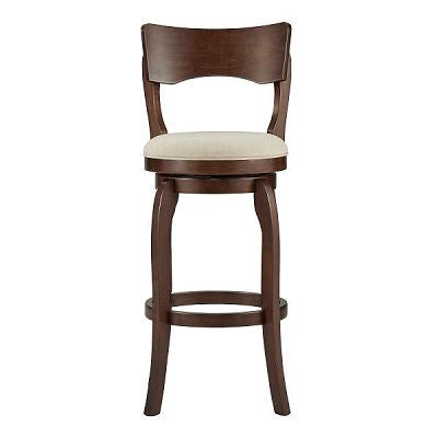 29-Inch High Back Swivel Bar Stool - Beige Linen