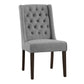 Linen Tufted Wingback Dining Chairs (Set of 2) - Espresso Finish, Gray Linen