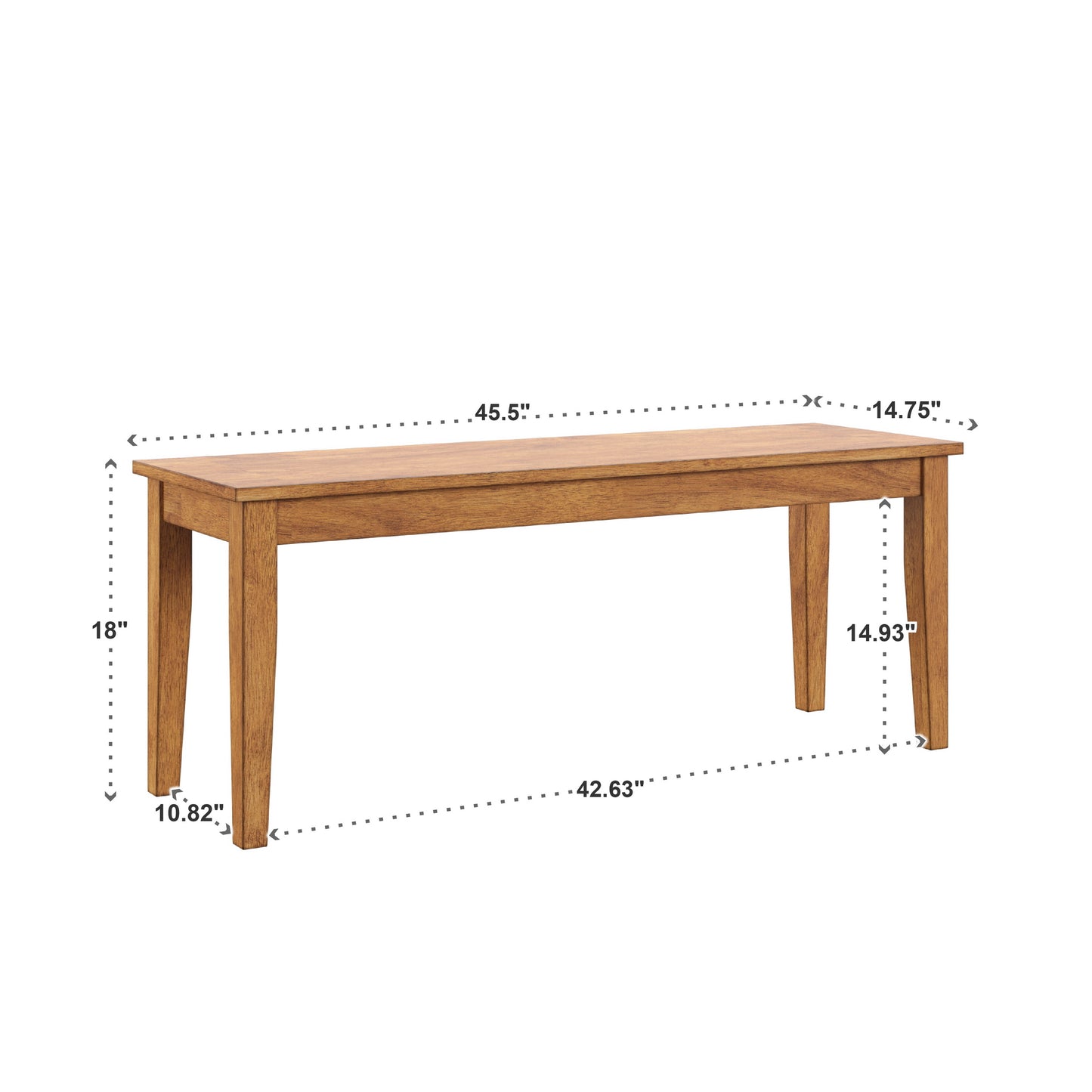 Wood Dining Bench - Oak Finish