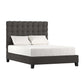 Button Tufted Linen Upholstered Bed - Dark Gray, Full