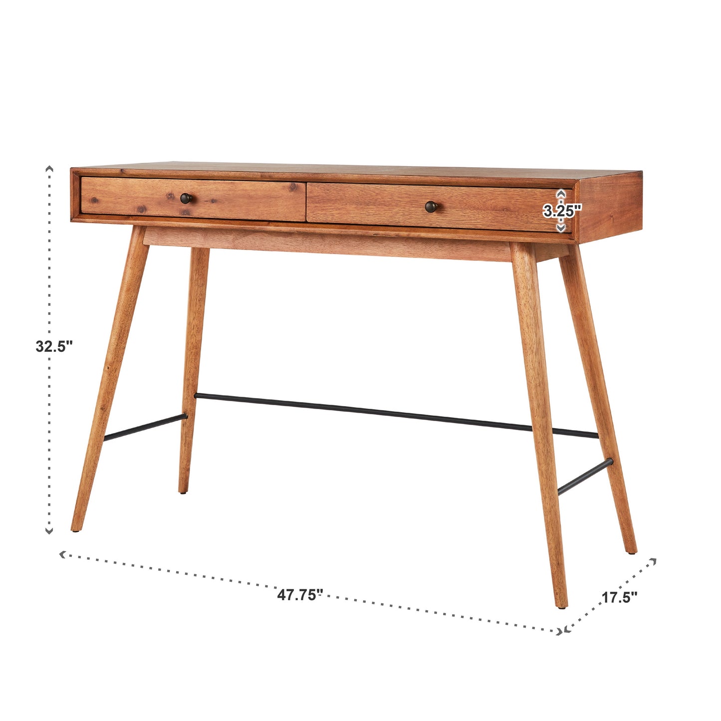 Wood 2-Drawer TV Stand Console Table - Brown