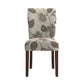 Print Parsons Dining Side Chairs (Set of 2) - Esprasso Finish, Gray Flowar Print Fabric