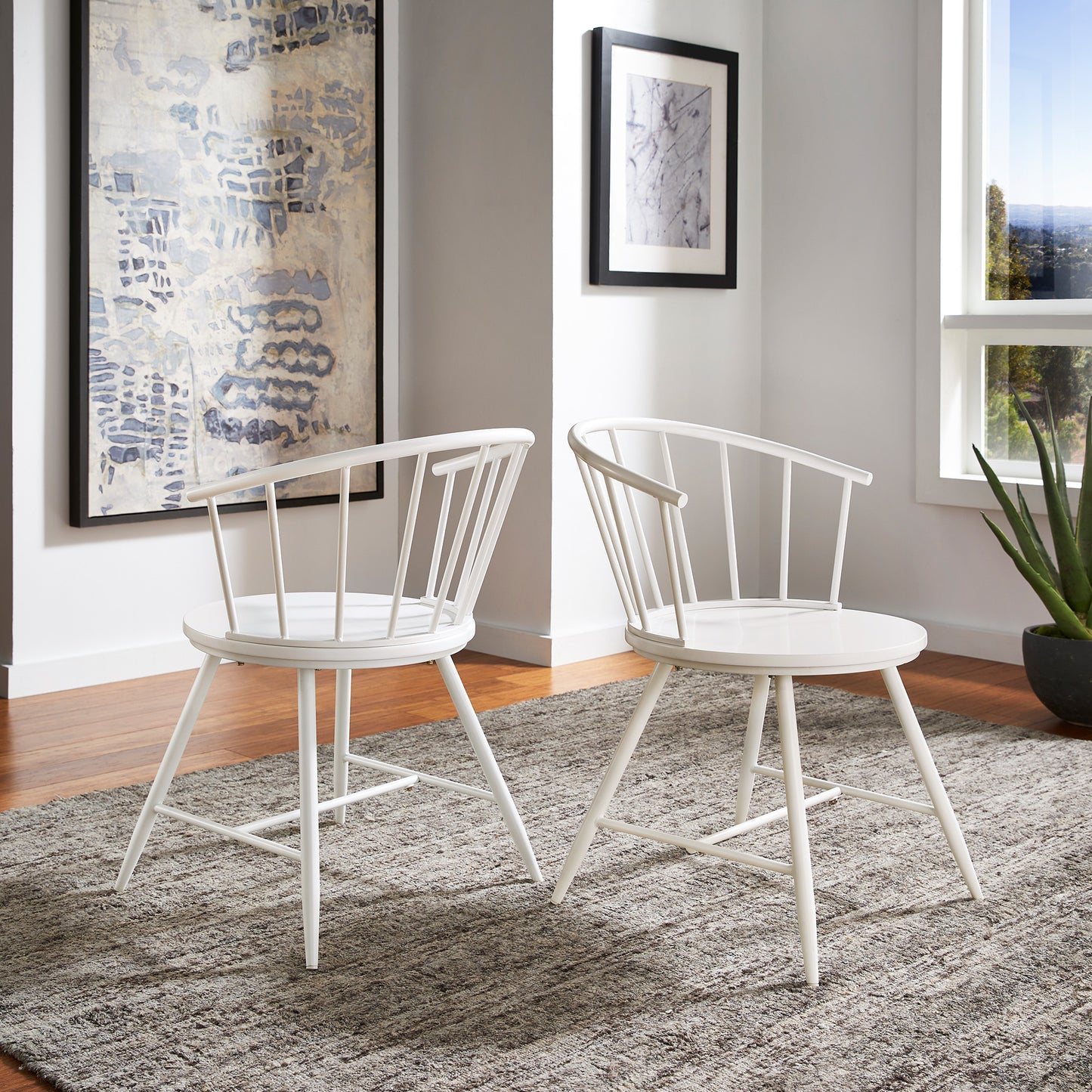 Slope Low Back Windsor Metal Side Chairs (Set of 2) - White