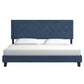 Black Finish Frame with Velvet Fabric Platform Bed - Dark Blue, King (King Size)