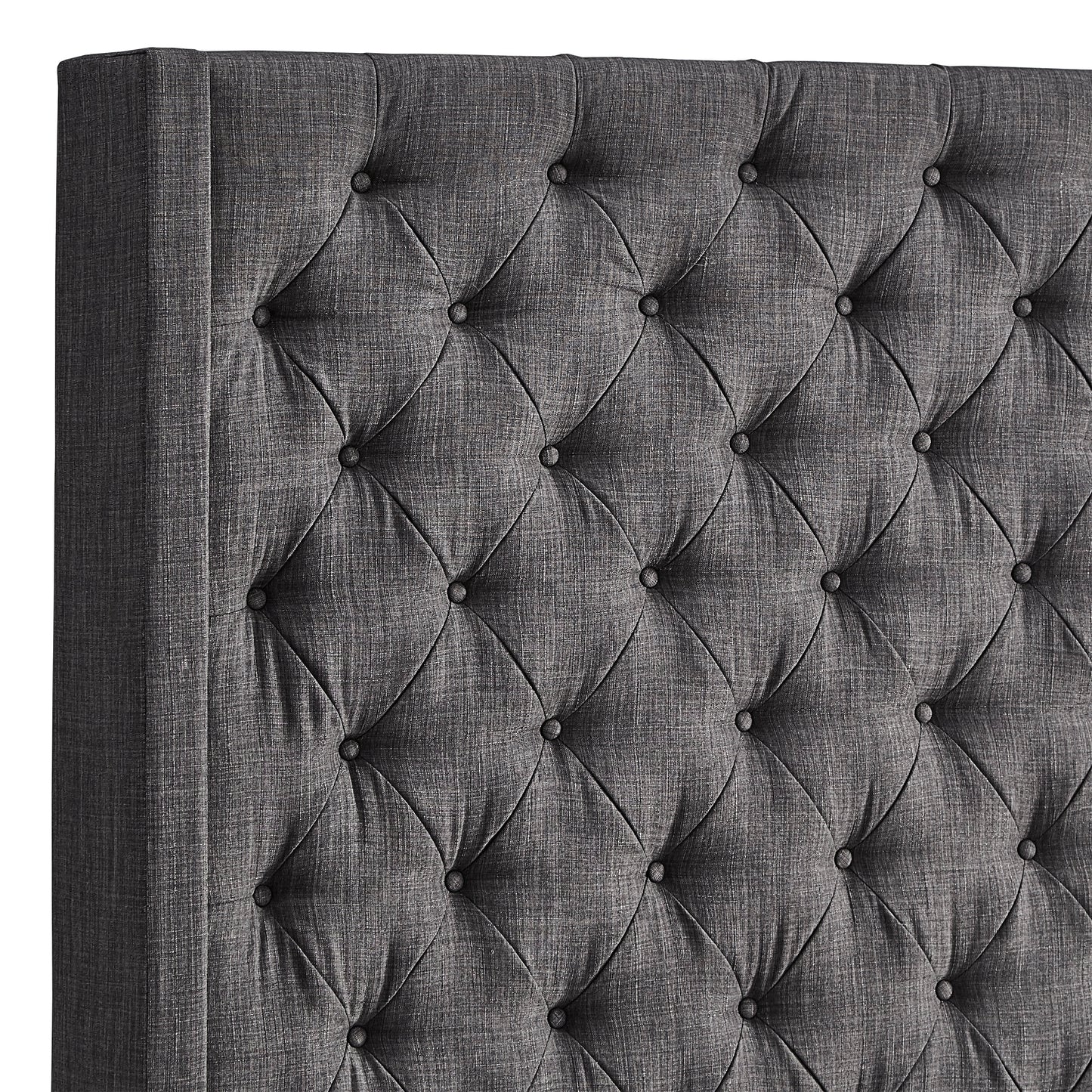 Wingback Button Tufted Linen Fabric Headboard - Dark Gray, 84-inch Haight, King Siza