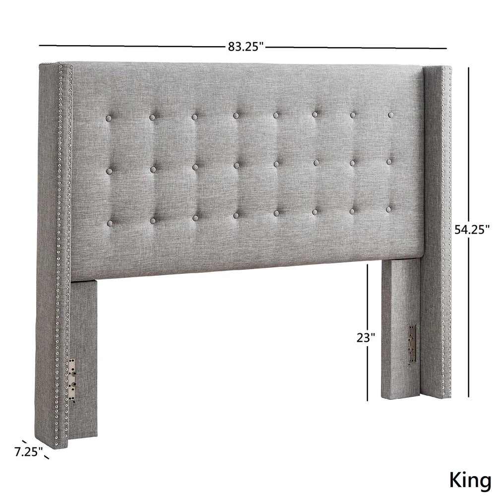 Linen Wingback Headboard - Beige Linen, King