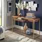 Natural Finish Gold Metal 1-Drawer Desk