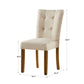 Cherry Finish Upholstered Dining Chairs (Set of 2) - Beige Linen