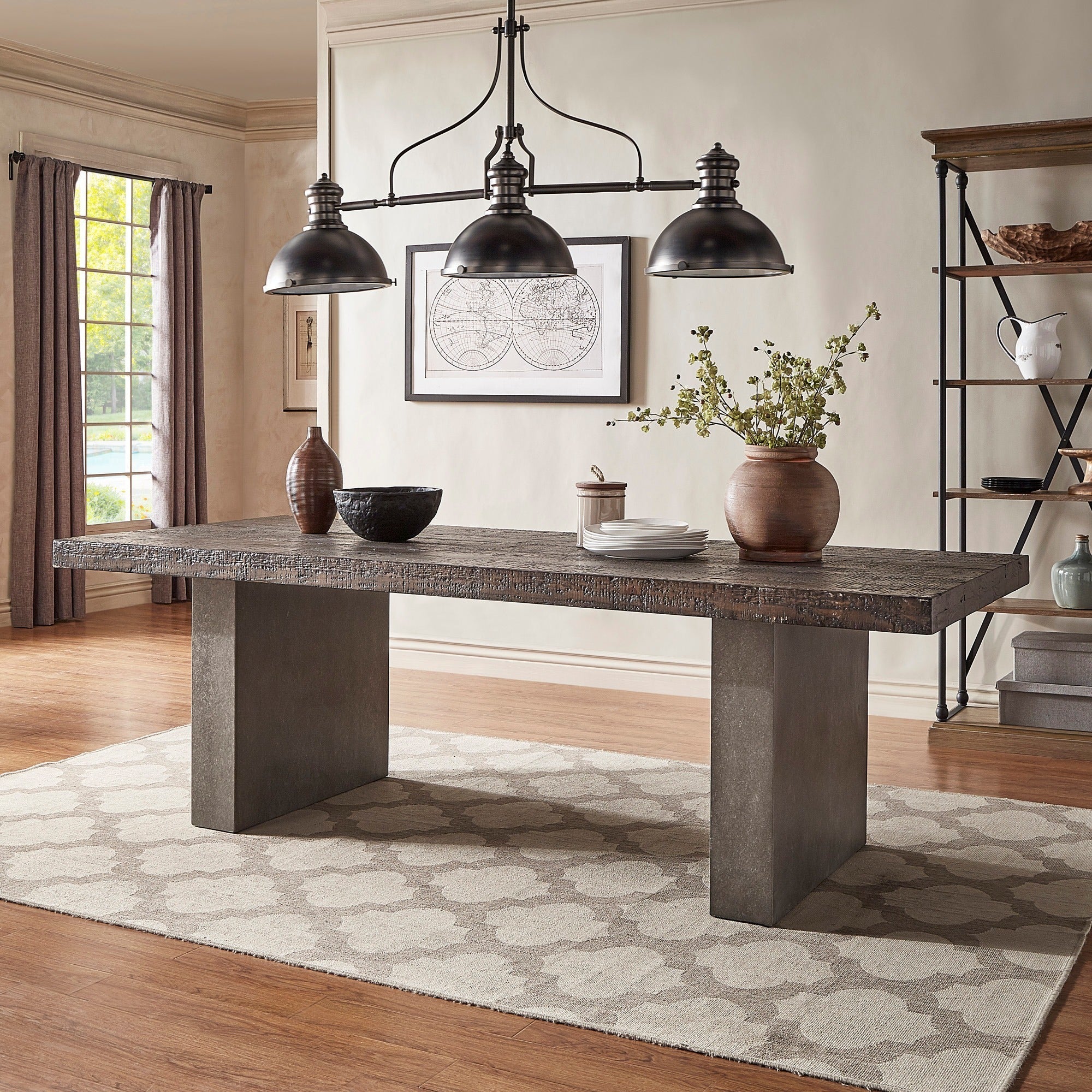 Reclaimed Finish Wood Top with Concrete Veneer Base Dining Table and by iNSPIRE Q Artisan iNSPIRE Q Home