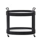 Black Finish Metal Oval Bar Cart with Clear Tempered Glass