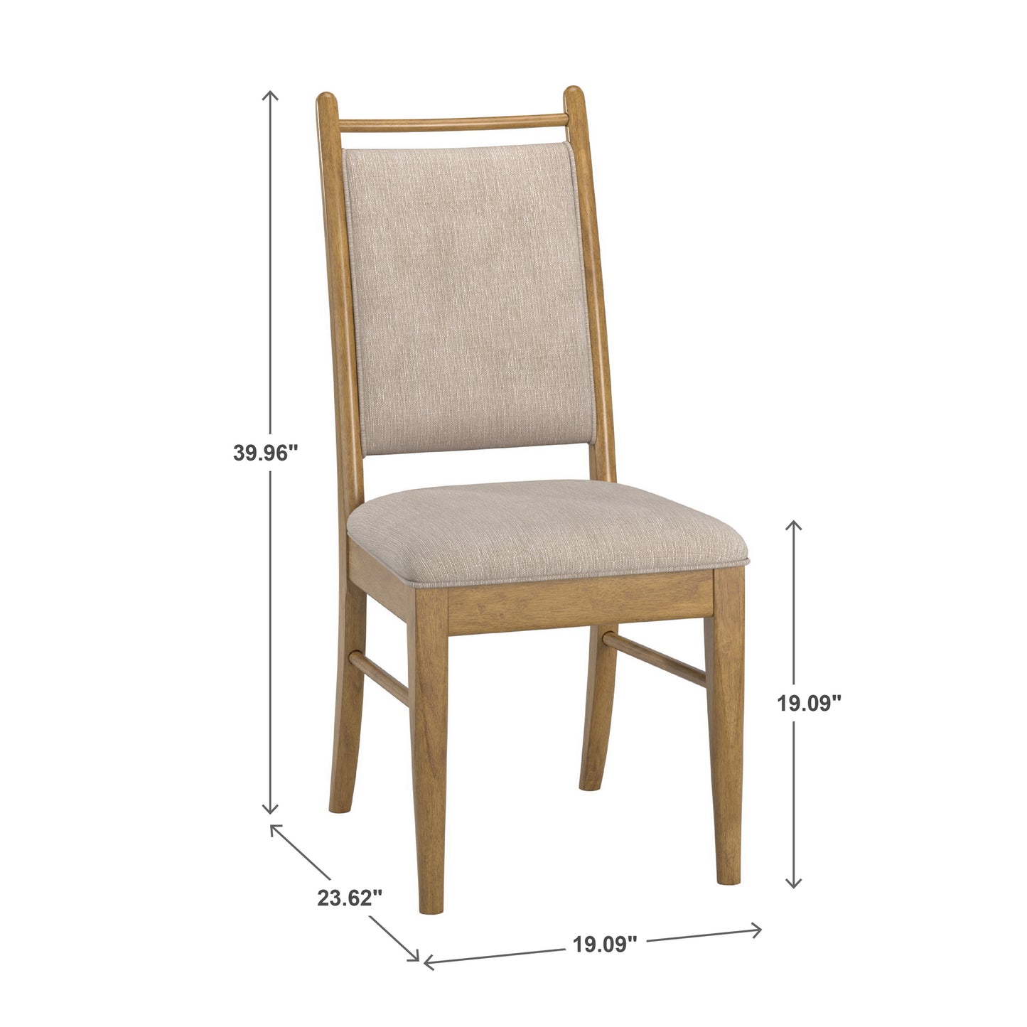 Wood Finish Beige Fabric Dining Chair (Set of 2) - Oak Wash