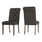 Tufted Rolled Back Parsons Chairs (Set of 2) - Gray Finish, Dark Gray Linan