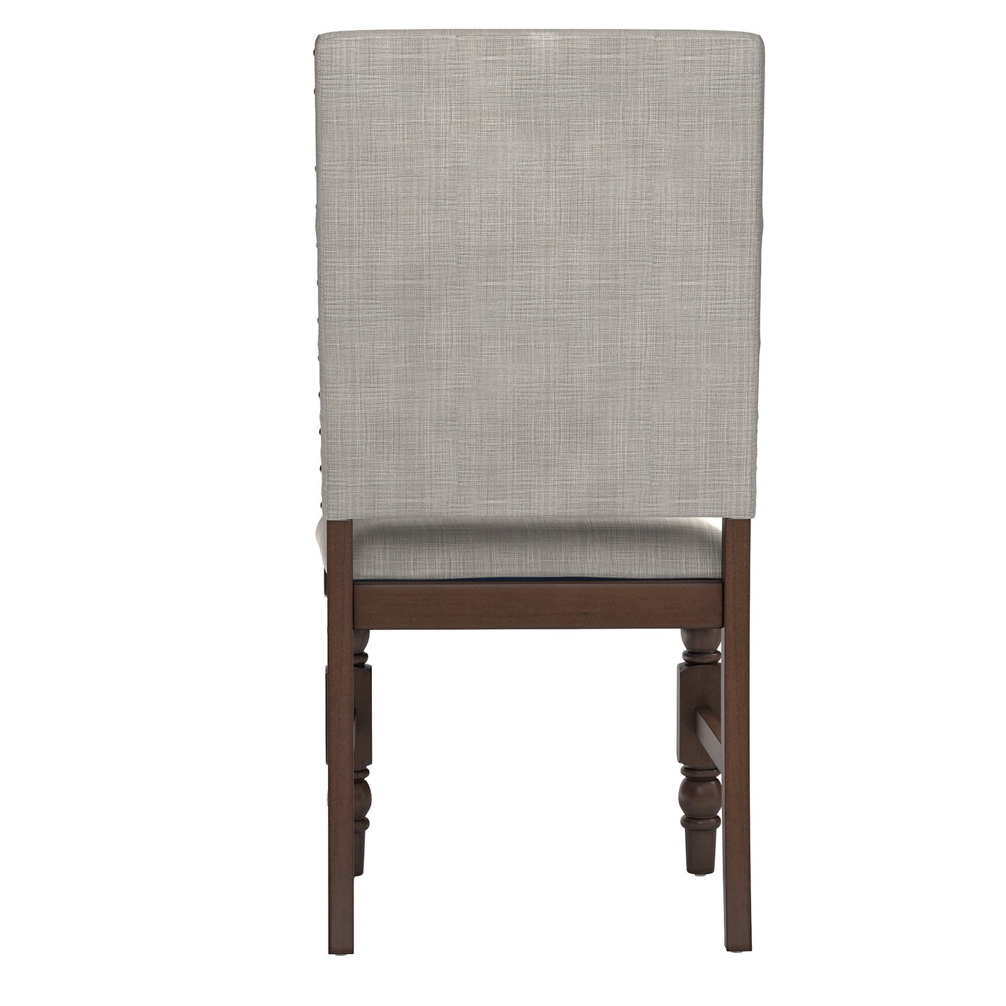 Nailhead Upholstered Dining Chairs (Set of 2) - Burnishad Dark Oak Finish, Gray Linan