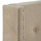 Nailhead Wingback Tufted Upholstered Bed - Beige Linen, Queen