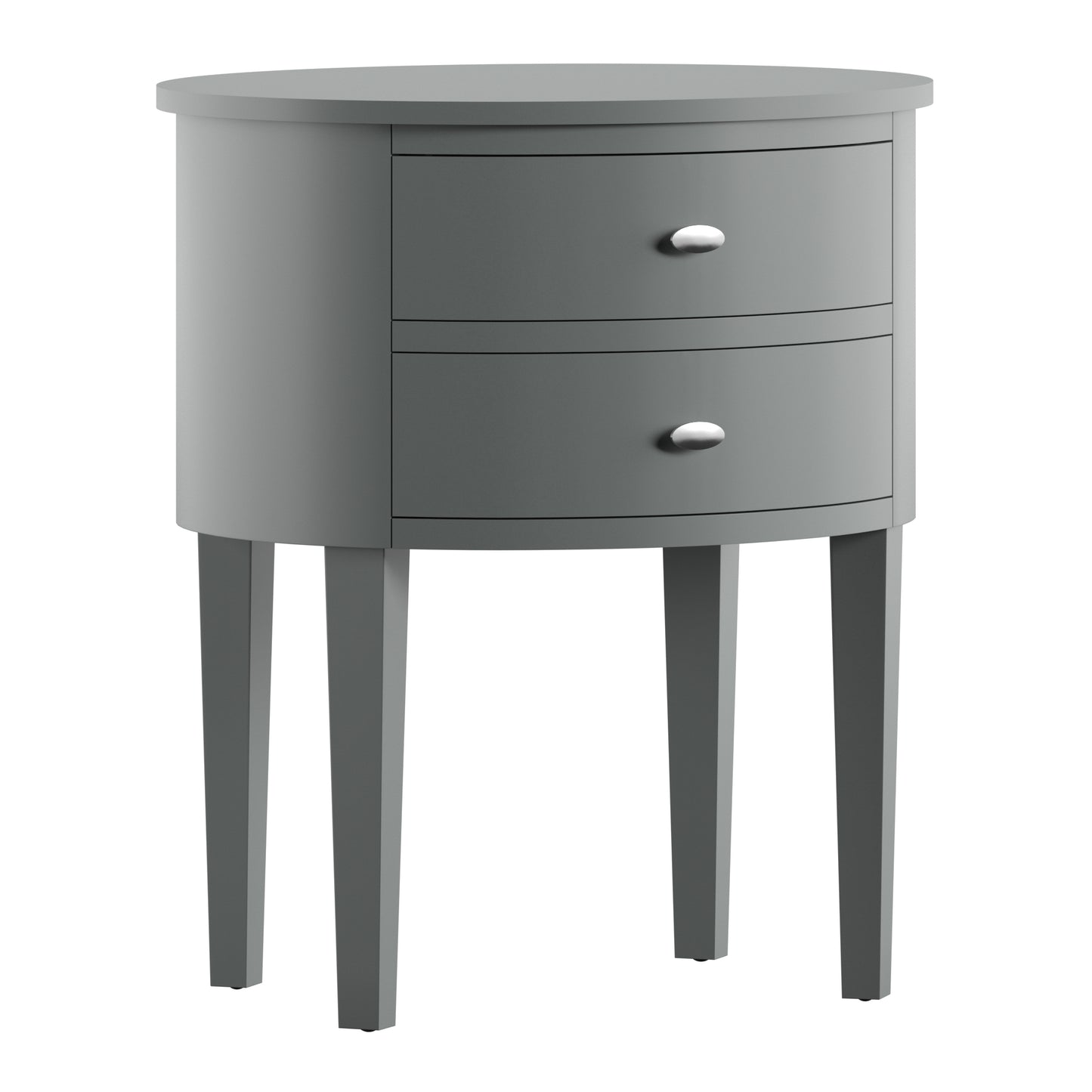 2-Drawer Oval Wood Accent Table - Gray