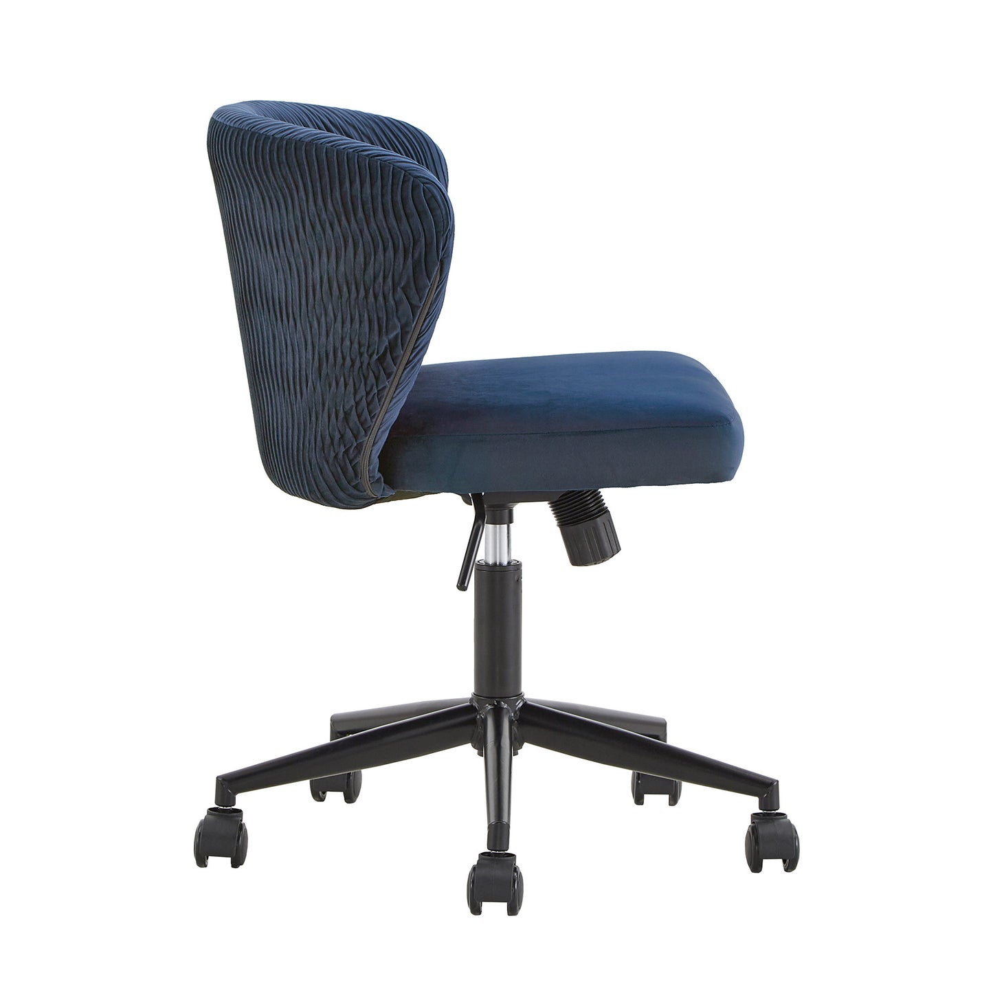 Curved Back Velvet Wave Pattern Office Chair - Navy Blue