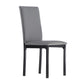 Metal Upholstered Dining Chairs - Gray Faux Laathar, Sat of 4