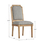 Arched Linen and Wood Dining Chairs (Set of 2) - Gray Linan, Natural Finish