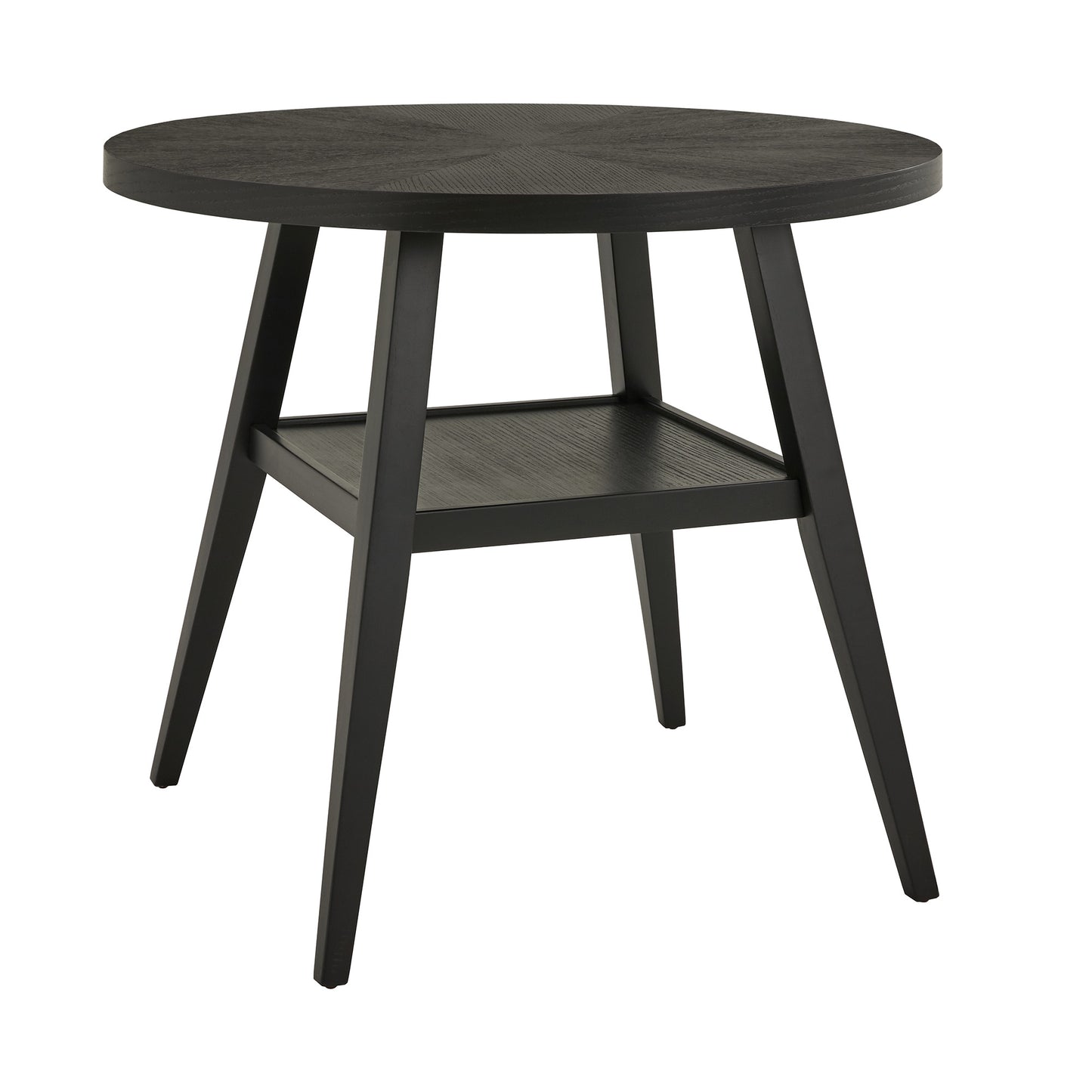 Black Finish 44" Round Counter Height Table with Shelf