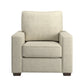 Modern Fabric Upholstered Square Arm Sofa - Living Room Chair, Beige Woven Fabric