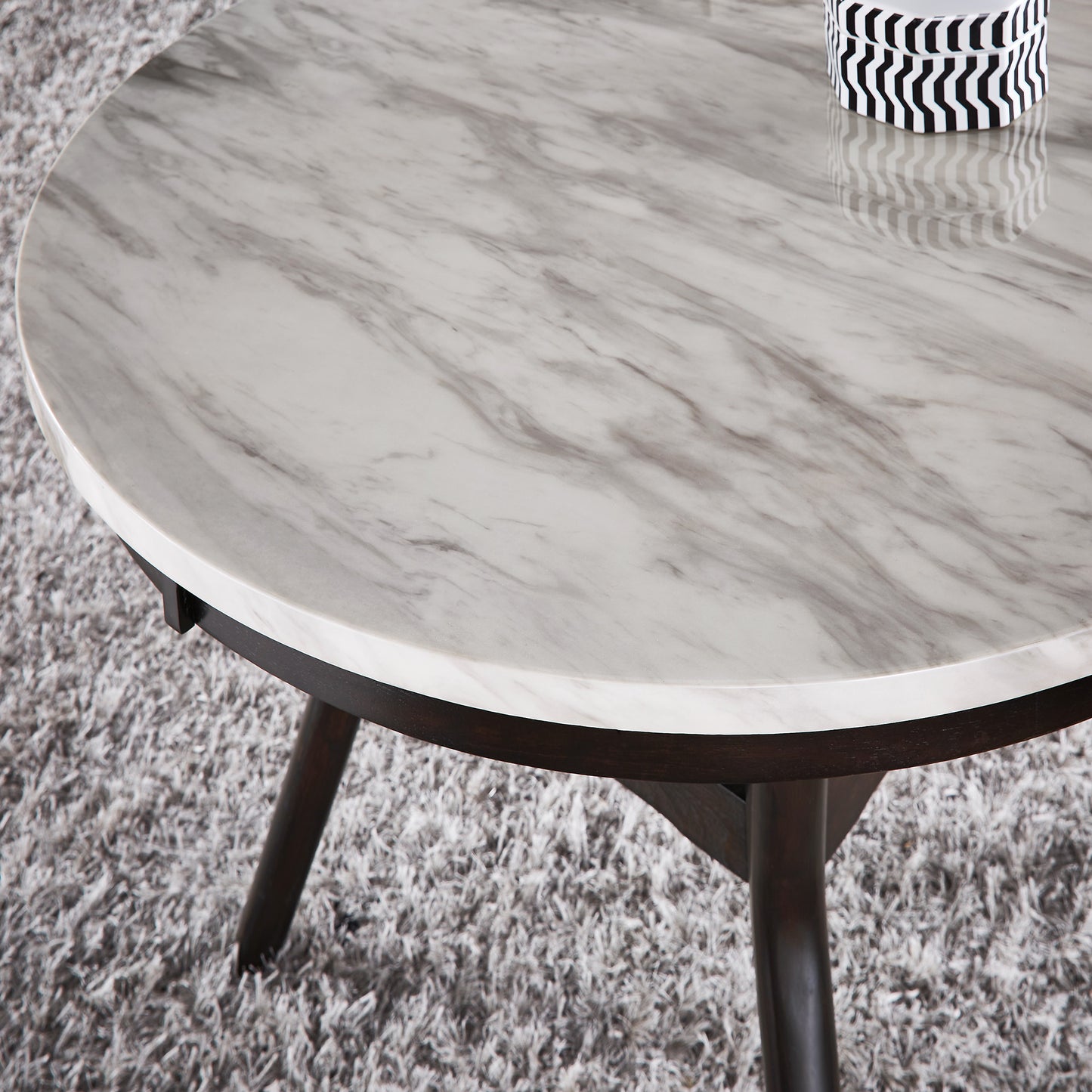 White Faux Marble Round Table - 48" Dining Table