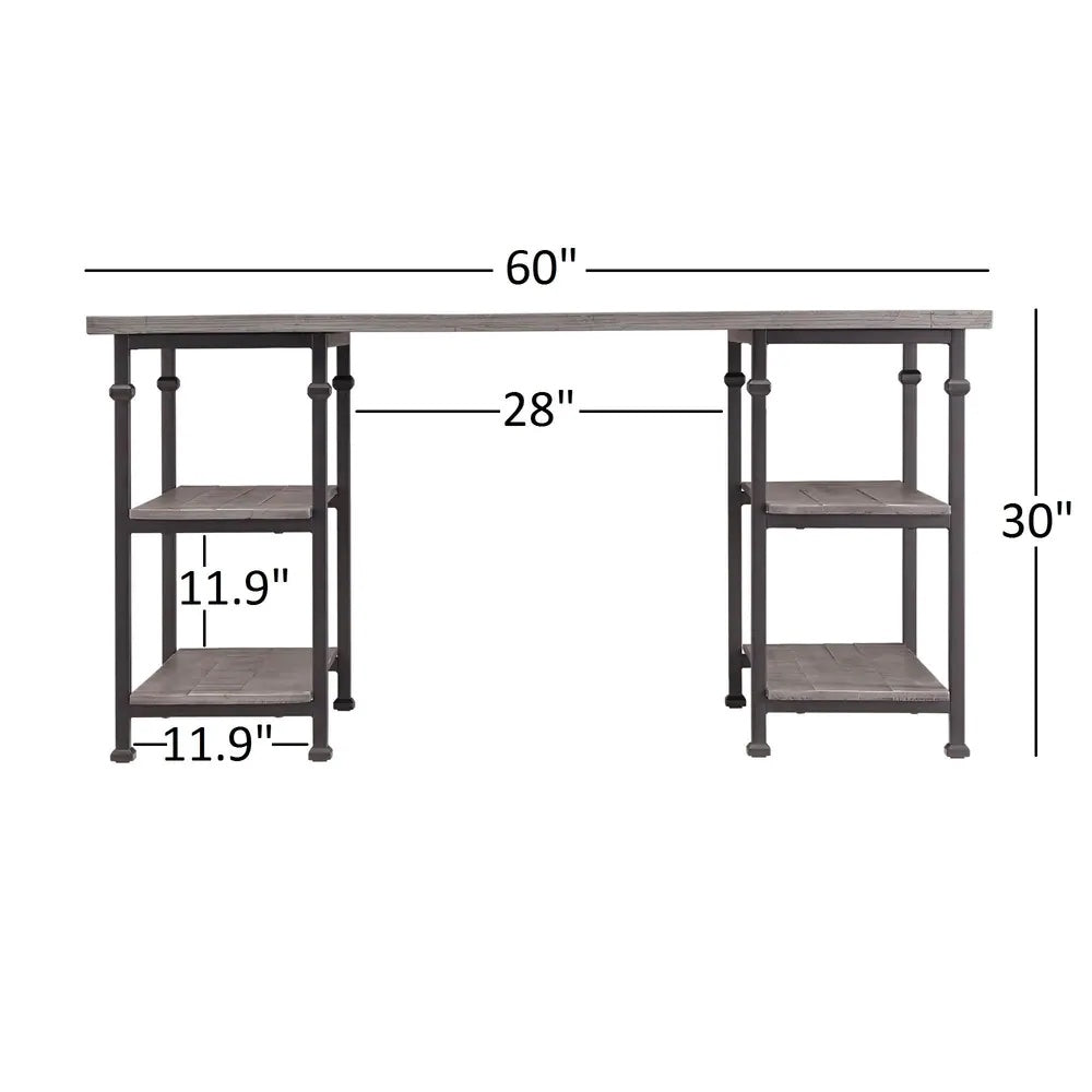 Vintage Industrial Storage Desk - Gray Finish