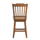 Slat Back Counter Height Wood Swivel Chair - Oak Finish