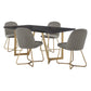 Black and Distressed Gold Finish Dining Set - 5-Piaca Sat, Flint Gray Upholstarad Chairs